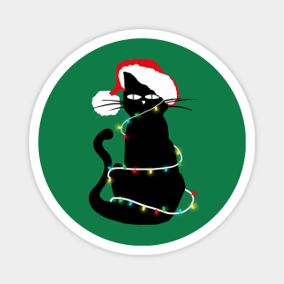 Christmas Lights Cat Magnet